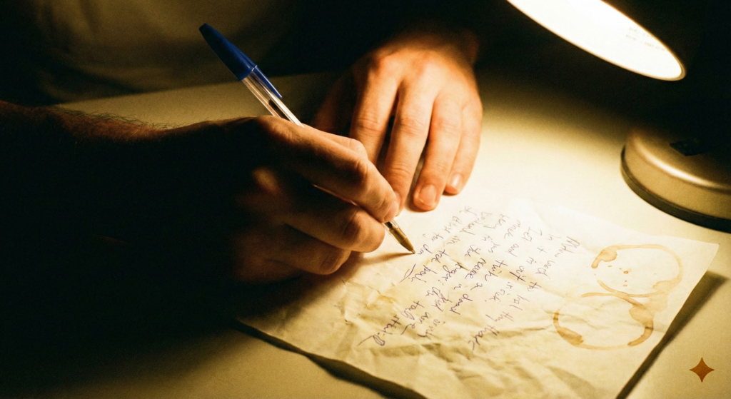A person writes an Investment Policy Statement on paper.