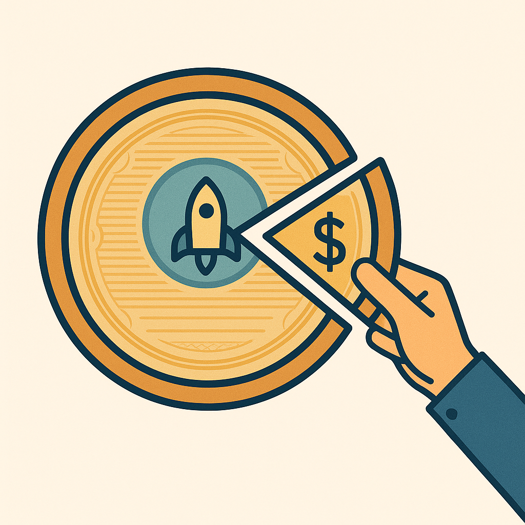 6-2 1 - TheFinSense Graphic of a stock certificate shaped like a pizza, with one slice being purchased to represent buying a fractional share.