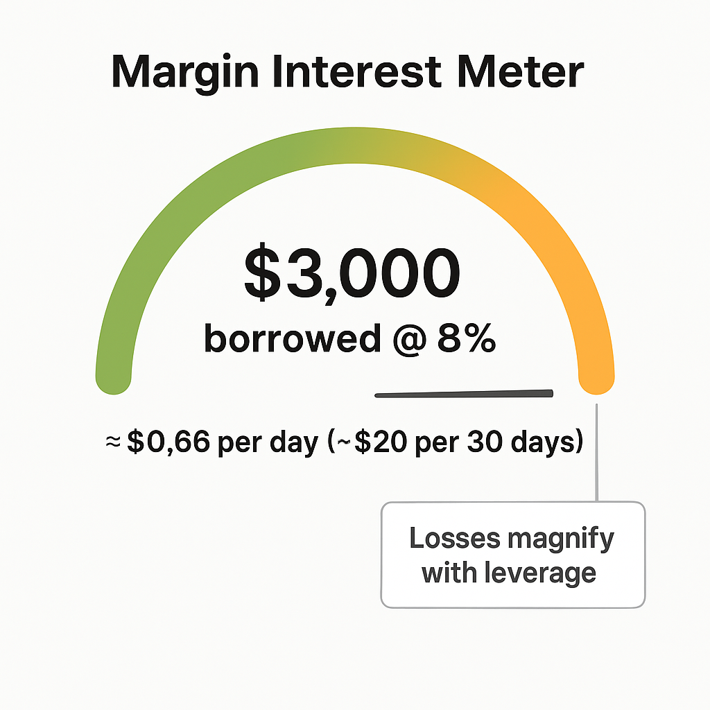 7-2 3 - TheFinSense Gauge infographic showing that borrowing ,000 at 8% costs about 66 cents per day.