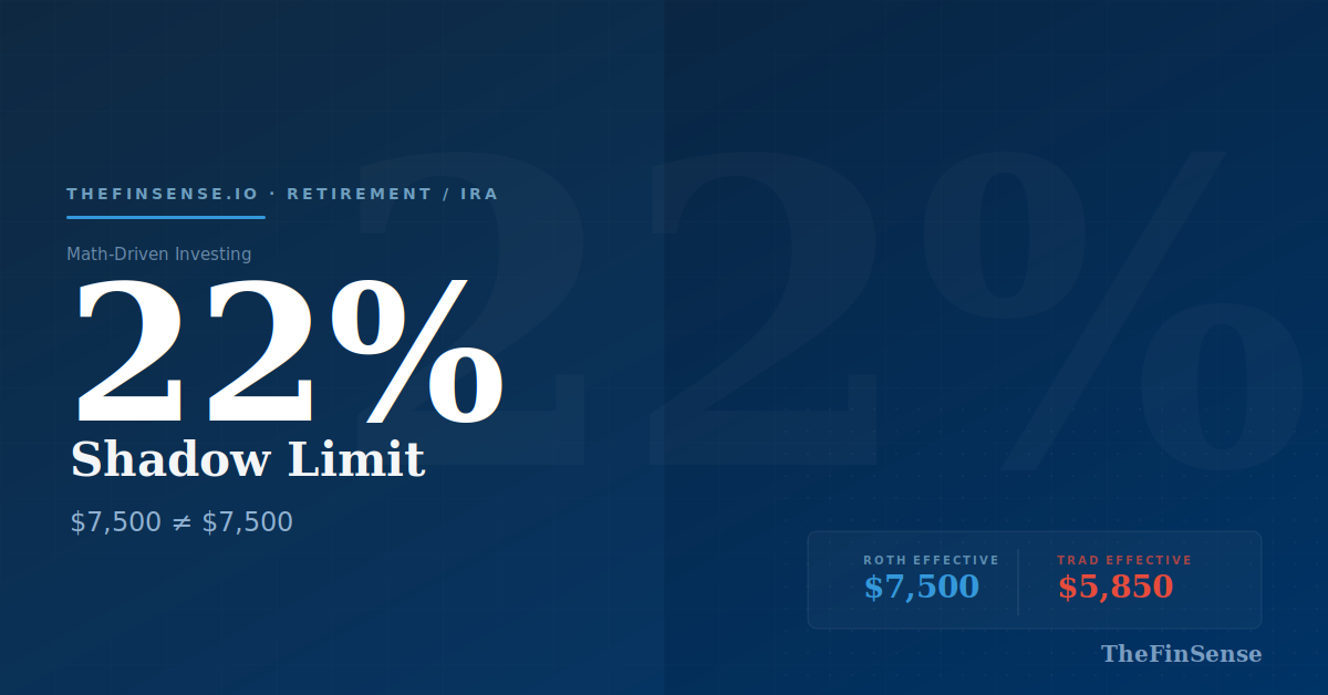 Roth vs Traditional IRA featured image showing 22 percent Shadow Limit effective capacity gap at the federal bracket