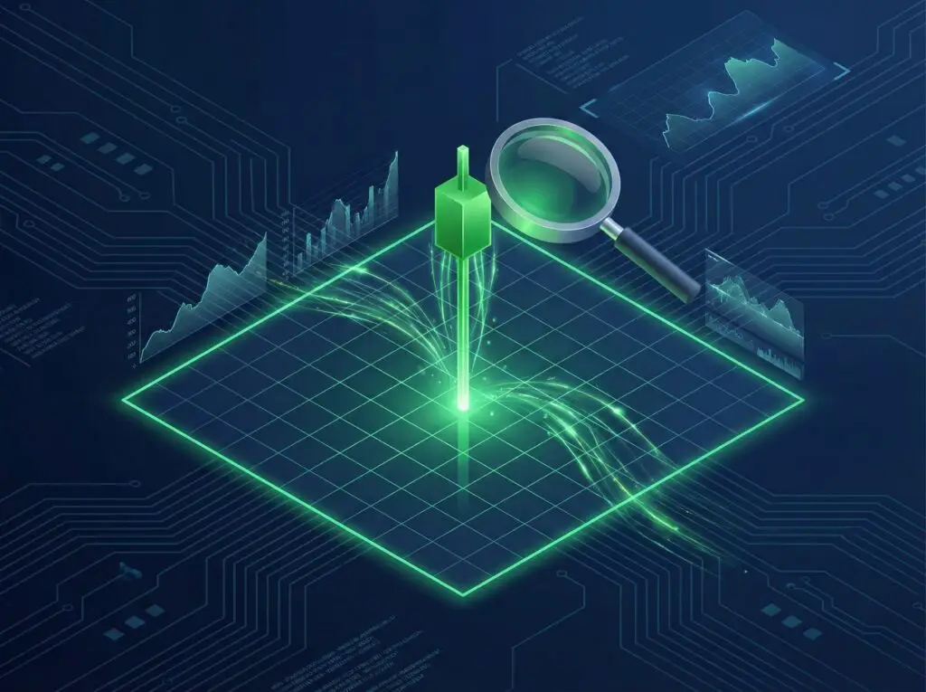 The Ignition: Notice the long lower wick (tail). This proves sellers tried to push the price down, but buyers rejected it. This is your signal to enter. Close-up of a Green Hammer candlestick pattern with a long lower wick, the primary buy signal in Technical Analysis for Beginners.
