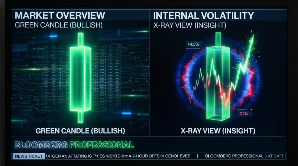 Candlestick Anatomy X-Ray An X-ray graphic showing the internal price movement of a single candlestick.