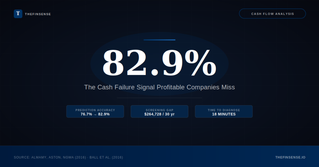 Cash flow statement analysis showing 82.9% failure prediction accuracy improvement over profit-only investor screening