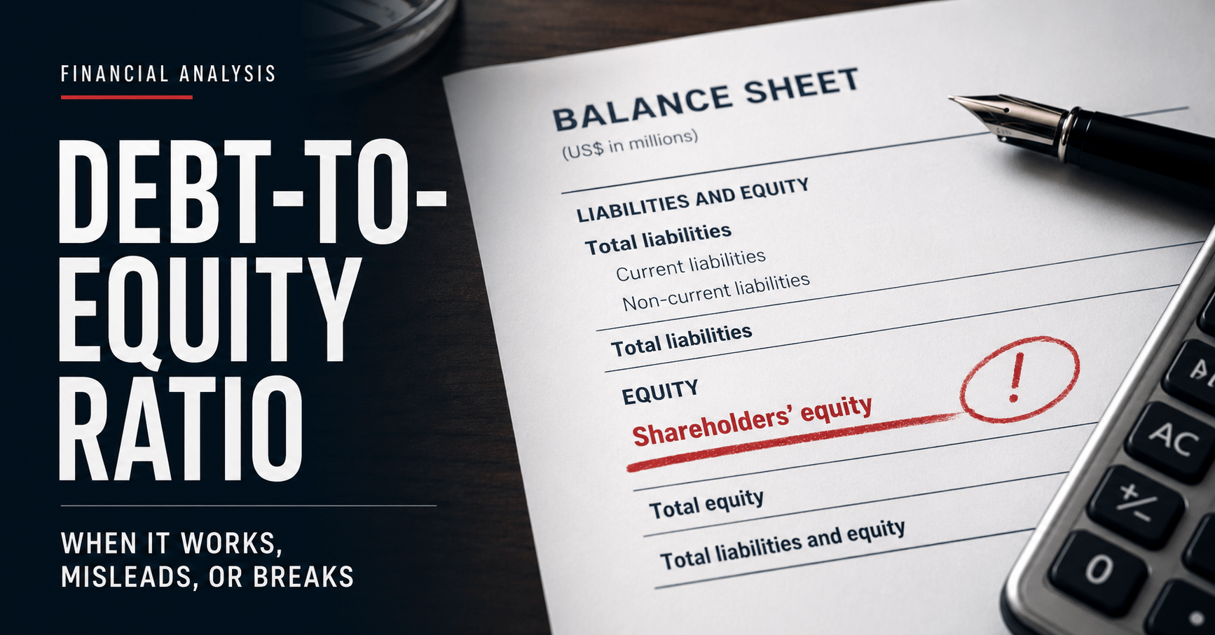 The debt-to-equity ratio can mislead when providers use different debt definitions or book equity approaches zero. Learn when to compare it and what to use instead.