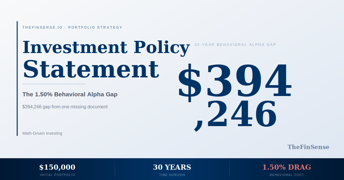 Investment policy statement compass with two diverging paths showing written IPS versus mental discipline only