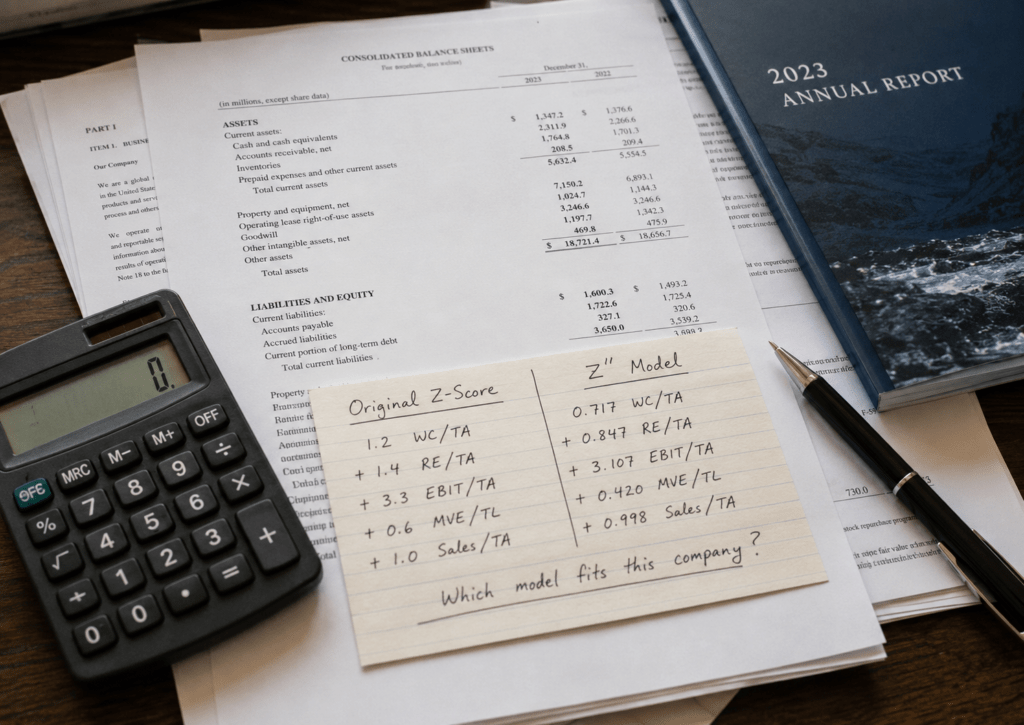 How to predict company bankruptcy using the correct Altman Z-Score model