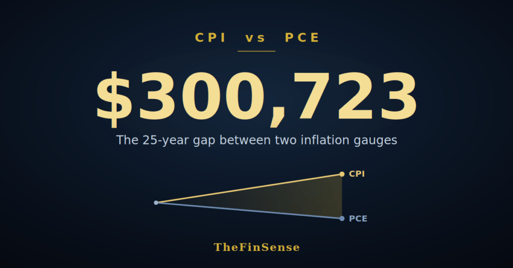 CPI vs PCE inflation the 04point gap between the two gauges TheFinSense Two analog dials side by side one marked CPI and one marked PCE picturing the CPI vs PCE inflation gap