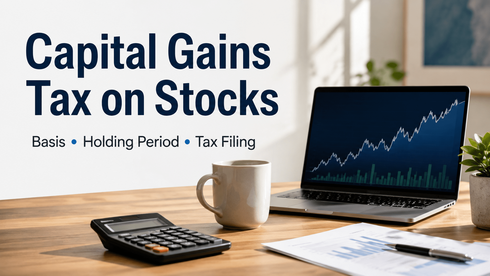 Capital gains tax stock-sale flow from basis and holding period through netting, Form 8949, and the rate layer