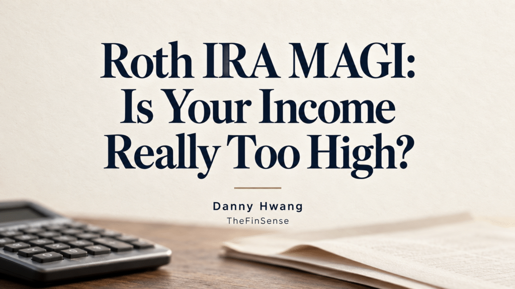 Roth IRA MAGI cover asking whether income is too high, with a calculator and worksheet.